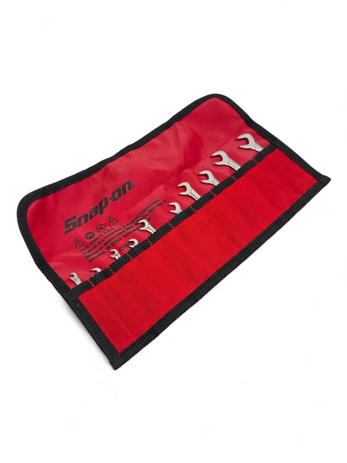 Snap On 10 pc Metric 15°/60° Offset Open-End Ignition Wrench Set (3.2-11 mm), DSM810K
