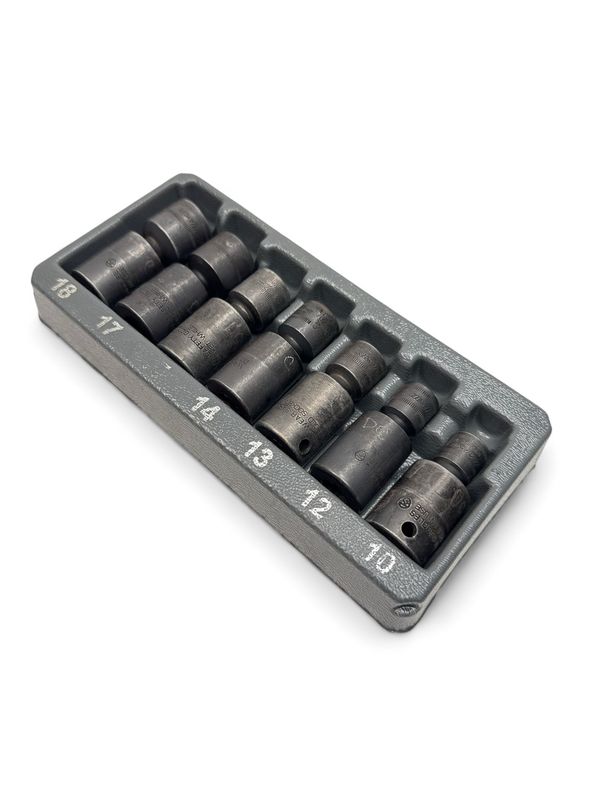 Snap On 7 Pc. 3/8 Snap On 7 Pc. 3/8" Drive 6-Point Metric Flank Drive Shallow Impact Swivel Socket Set, 207IPFM