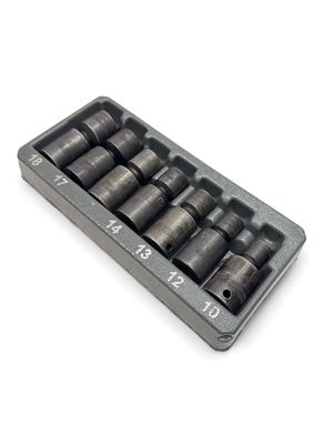 Snap On 7 Pc. 3/8" Drive 6-Point Metric Flank Drive Shallow Impact Swivel Socket Set, 207IPFM