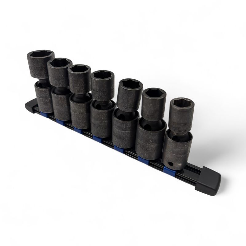 Snap On 7 pc 1/2 Snap On 7 pc 1/2" Drive 6-Point Metric Flank Drive® Shallow Impact Swivel Socket Set (14, 15, 17–21 and 24 mm), 307IPLMY