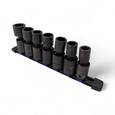 Snap On 7 pc 1/2" Drive 6-Point Metric Flank Drive® Shallow Impact Swivel Socket Set (14, 15, 17–21 and 24 mm), 307IPLMY