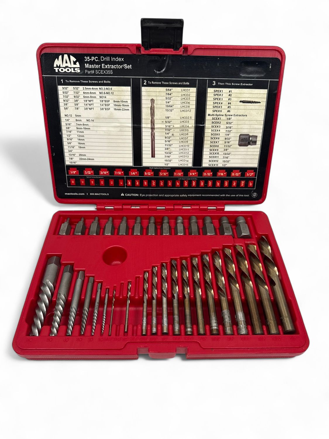Mac Tools 35pc Master Extractor Set With Drill Bits, SCEX35S