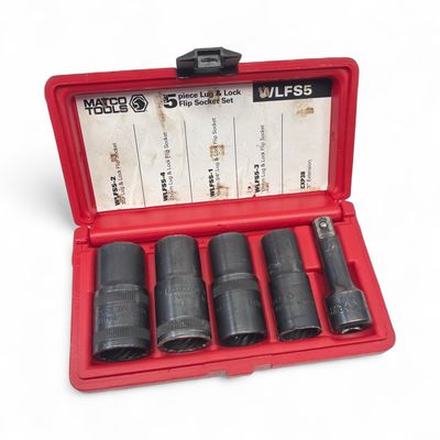 Matco Tools 5 Piece 1/2” Drive Lug And Lock Flip Socket Set, WLFS5 Matco Tools 5 Piece 1/2” Drive Lug And Lock Flip Socket Set, WLFS5