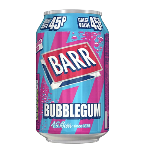 BARRS BUBBLEGUM SODA CAN 330ml