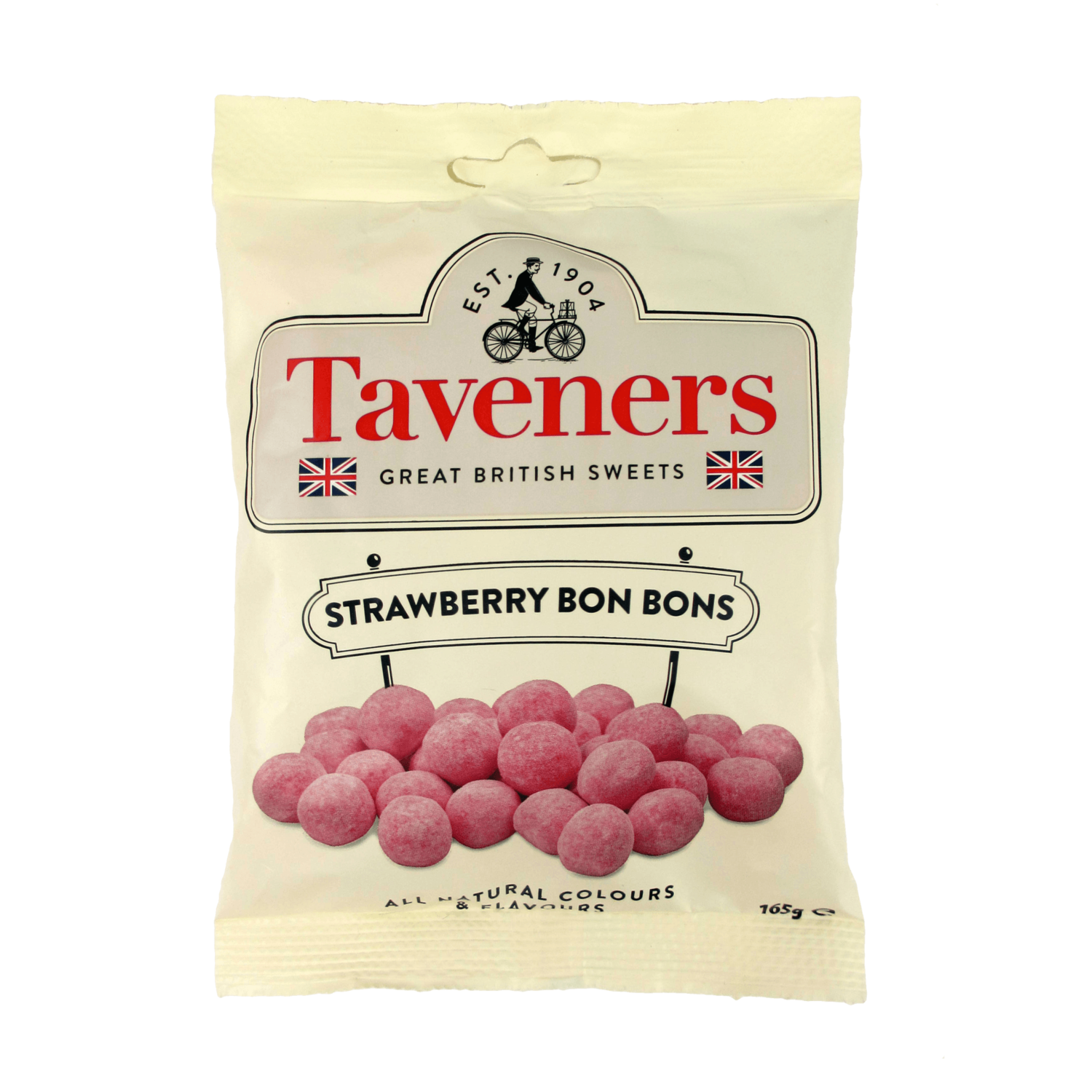 TAVENERS STRAWBERRY BON BONS 165gm TAVENERS STRAWBERRY BON BONS 165gm