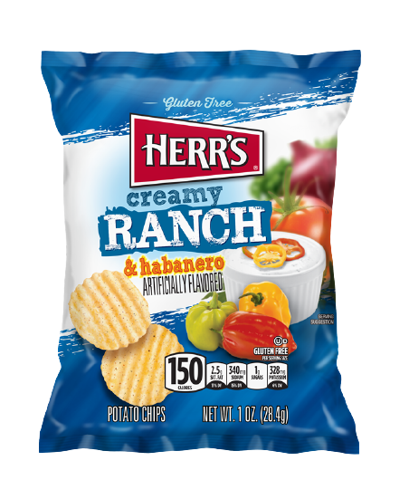 HERR'S CREAMY RANCH AND HABANERO CHIPS 174gm