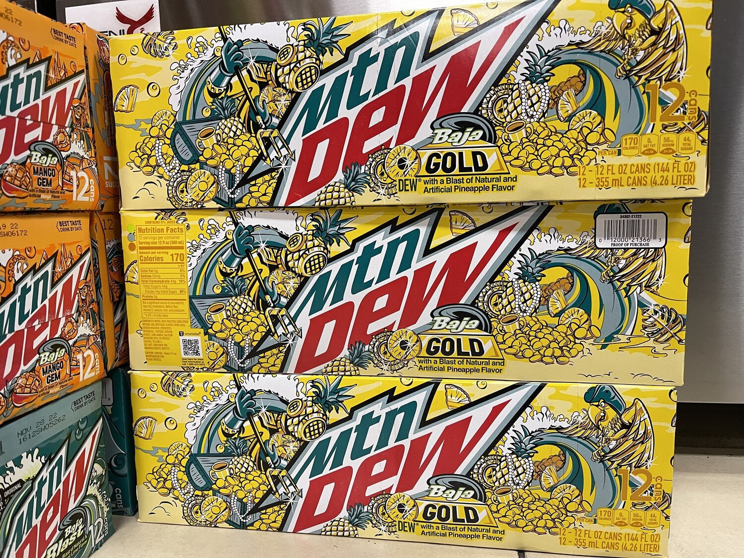 12 pk Mtn dew Baja Gold 12 pk