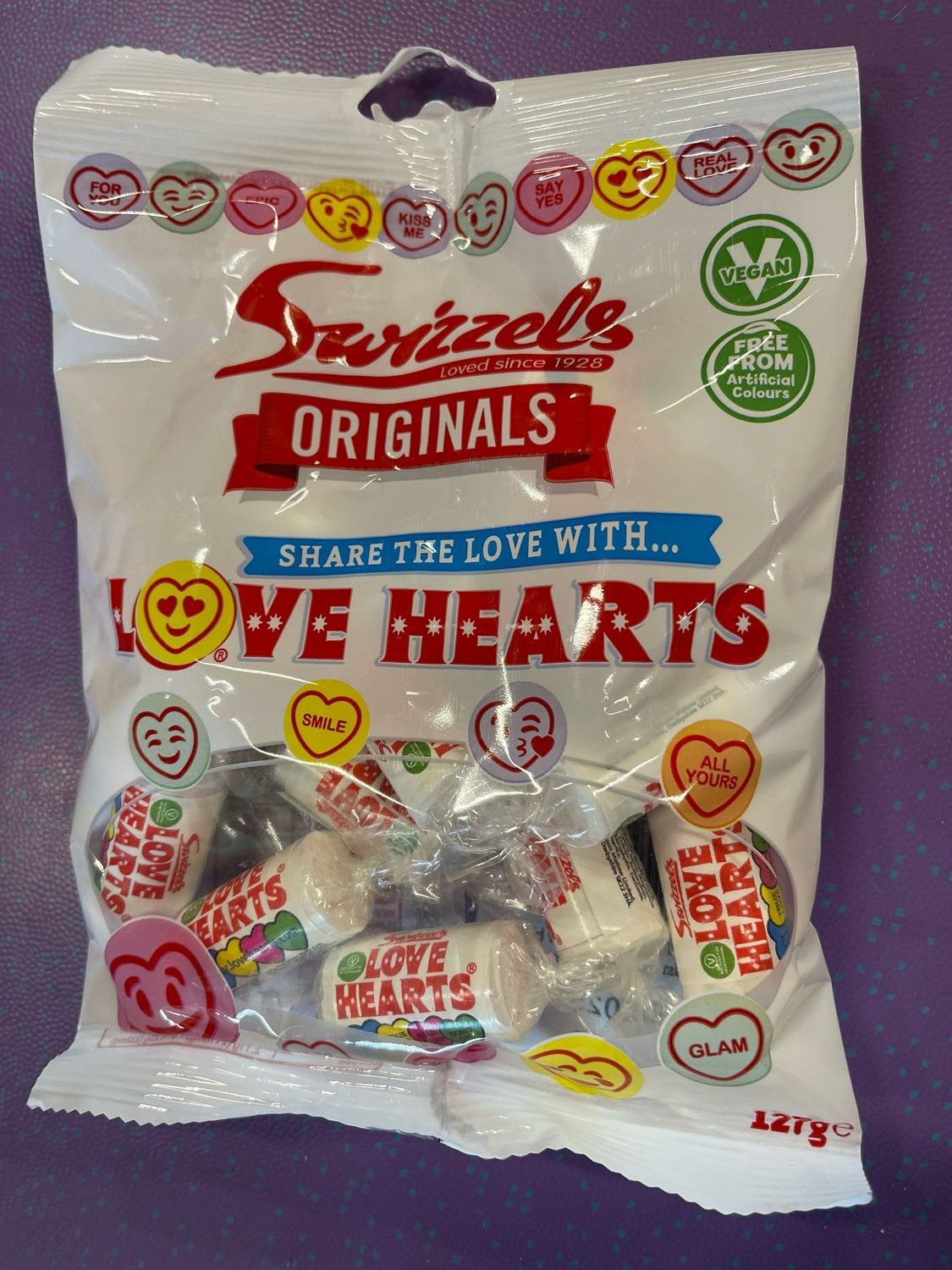 SWIZZELS ORIGINAL LOVE HEARTS 127G UK