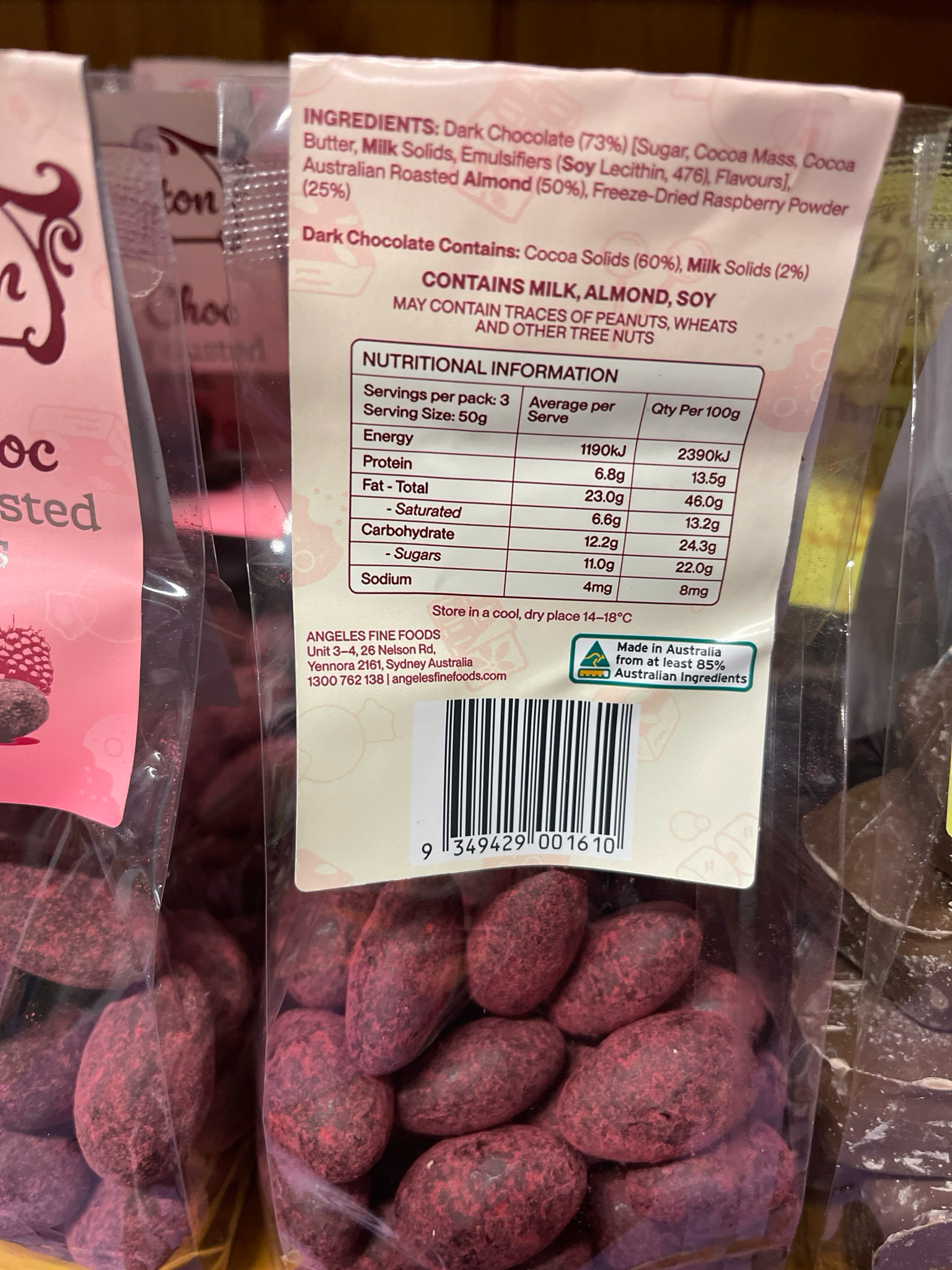 美味儿媳2 Lane Rasp Dusted Almonds Dark Choc 180g