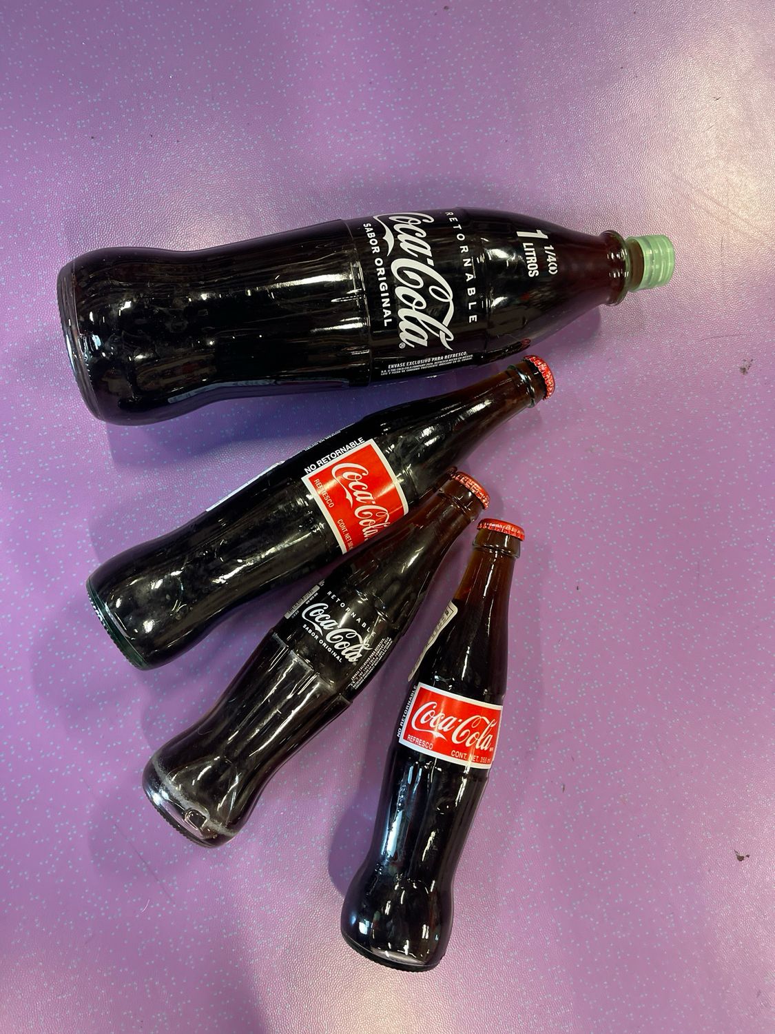 Coca Cola Mexican Glass Collectable 1 Litre, 500ml, 355ml