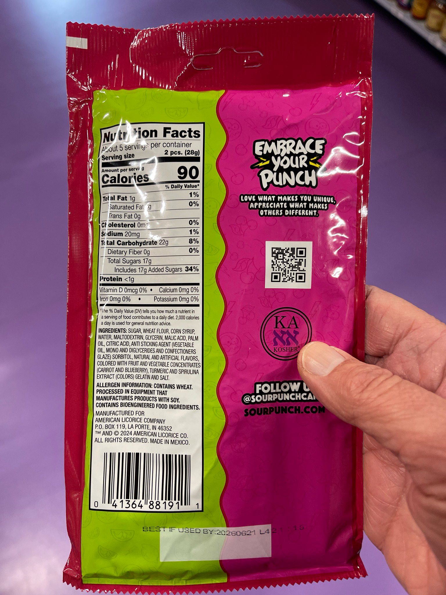 SOUR PUNCH CHERRY LIMEADE STRAWS 142g