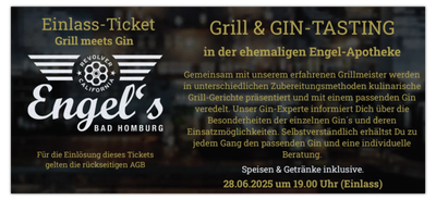 ✪ Grill & Gin-Tasting - 28.06.2025 im Engel´s Bad Homburg