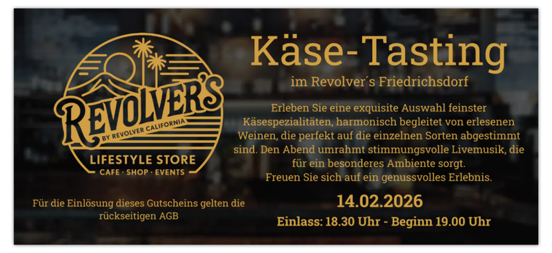 ✪ Käse-Tasting - 14.02.2026 im Revolver´s Friedrichsdorf