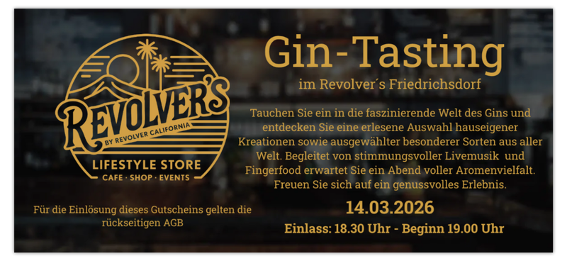 ✪ Gin-Tasting - 14.03.2026 im Revolver´s Friedrichsdorf