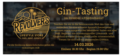 ✪ Gin-Tasting - 14.03.2026 im Revolver´s Friedrichsdorf ✪ Gin-Tasting - 14.03.2026 im Revolver´s Friedrichsdorf