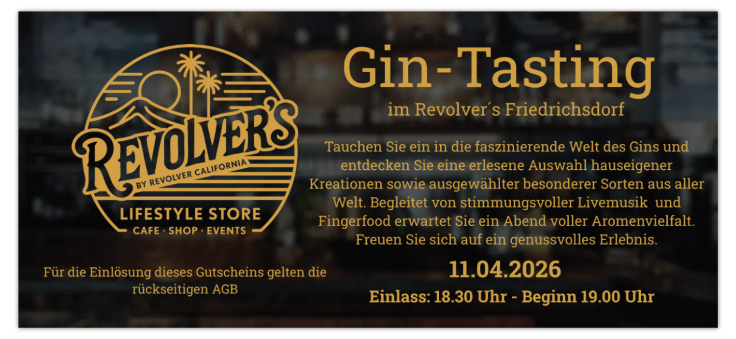 ✪ Gin-Tasting - 11.04.2026 im Revolver´s Friedrichsdorf