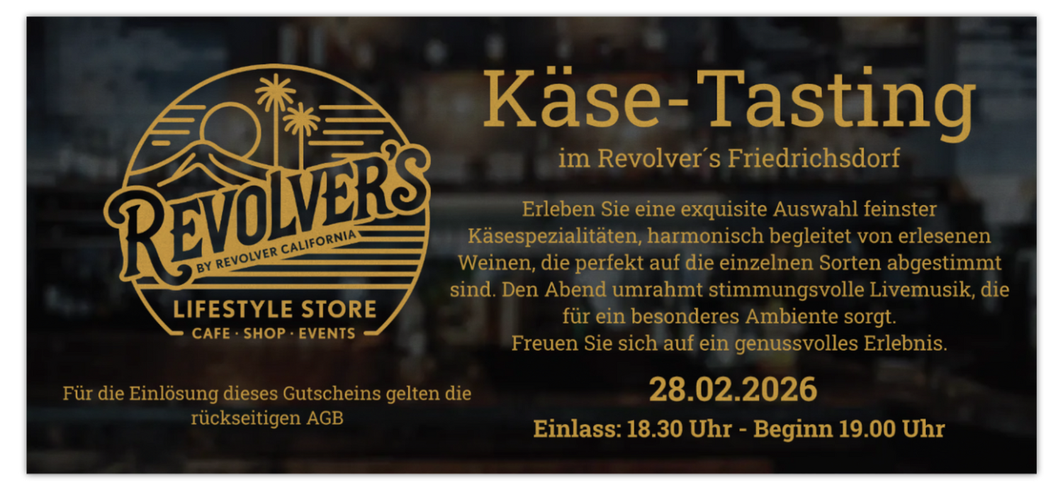✪ Käse-Tasting - 28.02.2026 im Revolver´s Friedrichsdorf ✪ Käse-Tasting - 28.02.2026 im Revolver´s Friedrichsdorf