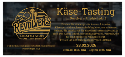 ✪ Käse-Tasting - 28.02.2026 im Revolver´s Friedrichsdorf ✪ Käse-Tasting - 28.02.2026 im Revolver´s Friedrichsdorf