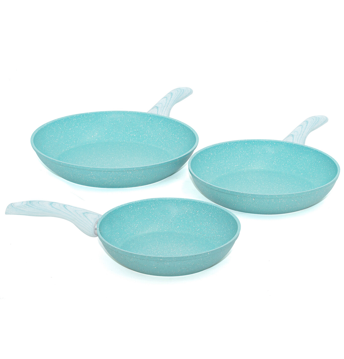 3 pieces cookware set 'Miss Gourmet' with turquoise wood colour handles