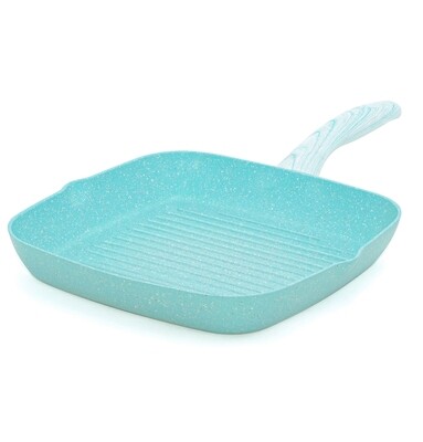Griddle pan 28x28 cm 'Miss Gourmet' with turquoise wood colour handle