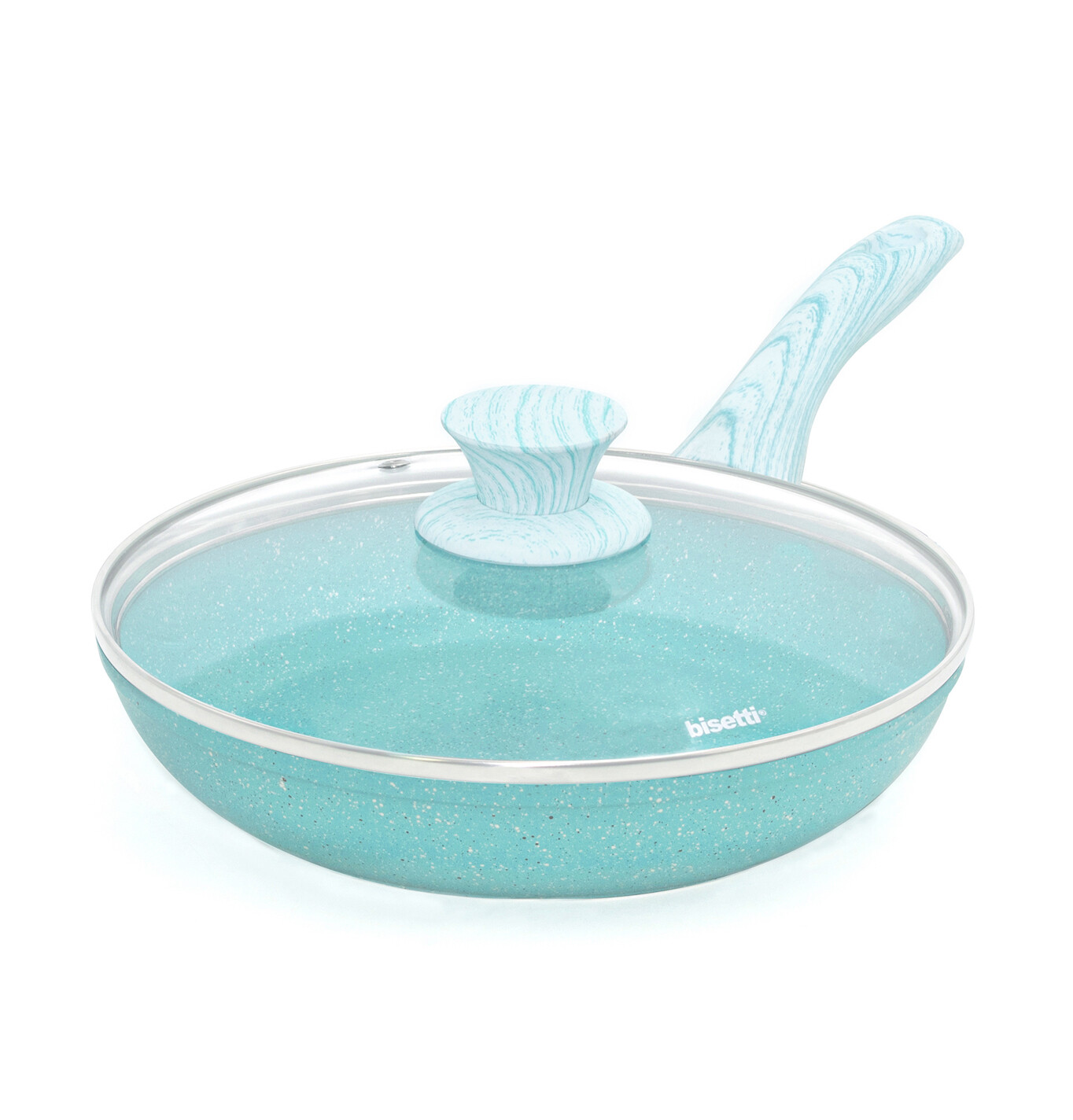 Pan Ø 24 cm 'Miss Gourmet' with turquoise wood colour handle and lid