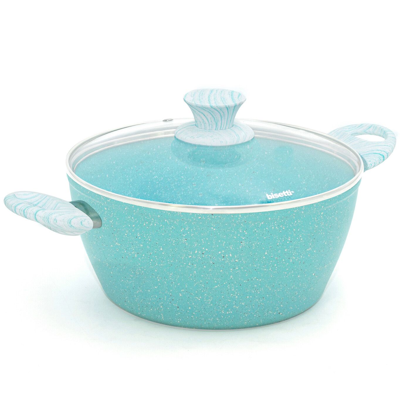 High Casserole Ø 24 cm 'Miss Gourmet' with turquoise wood handles and lid