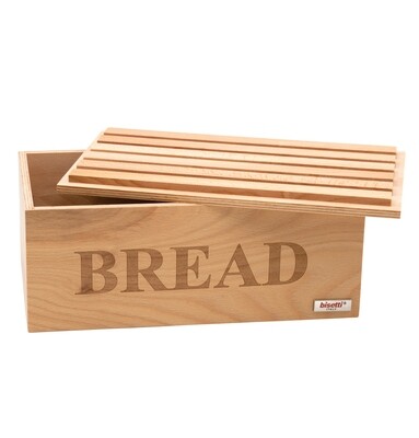 Boîte à pain avec couvercle / planche à découper en hêtre naturel