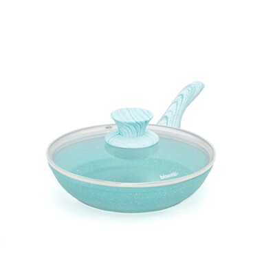 Frying pan Ø 20 cm 'Miss Gourmet' with turquoise wood colour handles and lid
