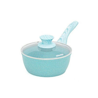 Souce pan Ø 18 cm 'Miss Gourmet' with turquoise wood color handle and lid