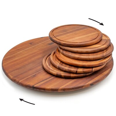 7-piece set, swivel tray with 6 acacia cutting boards