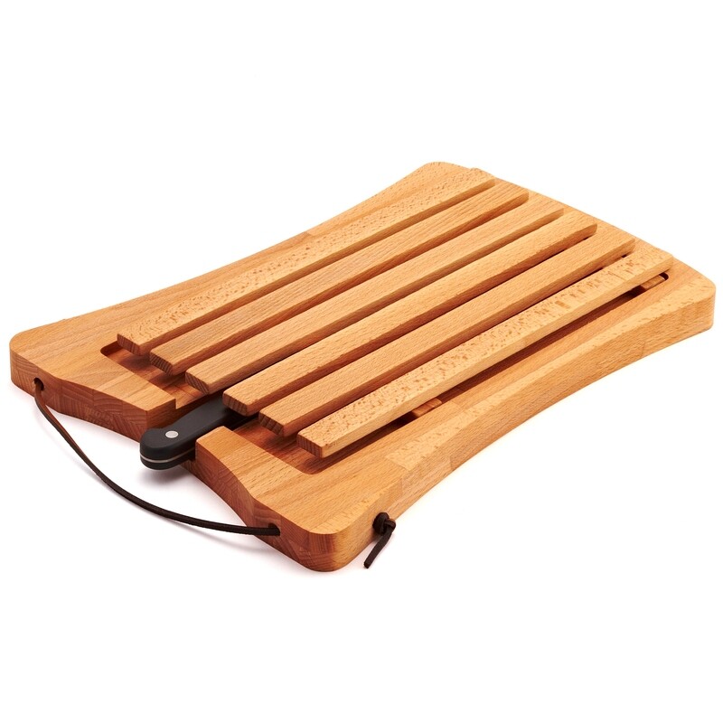 Beech crumb tray and stainless steel knife - 36 x 26 x 3 cm