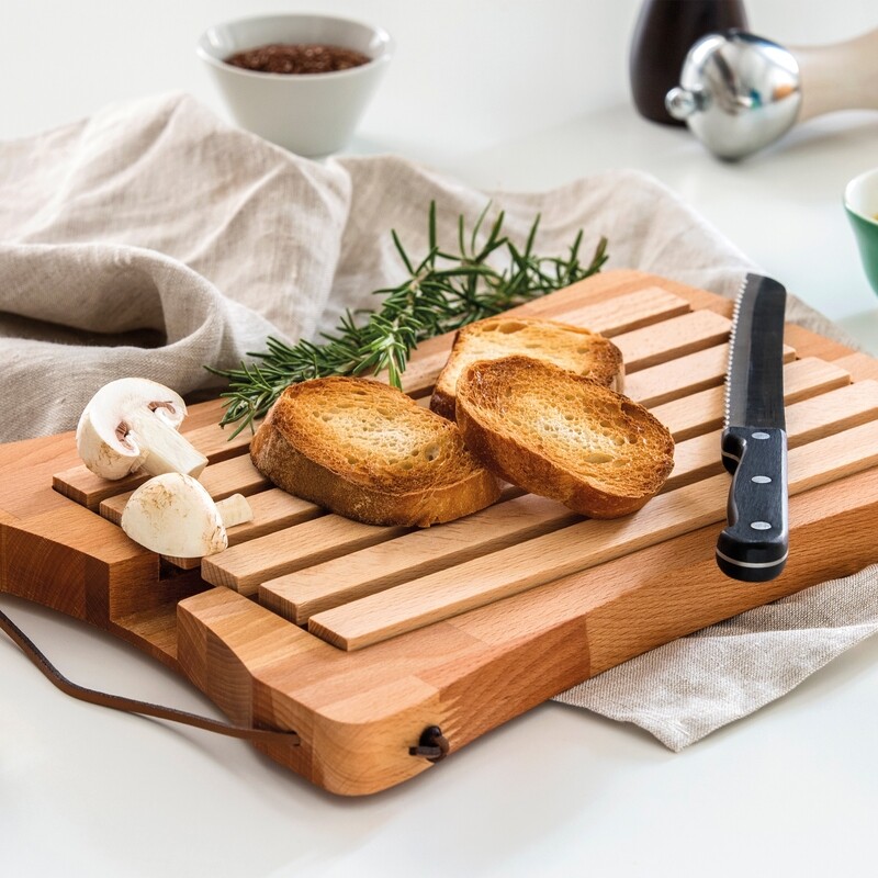 Beech-wood crumb tray and stainless steel knife