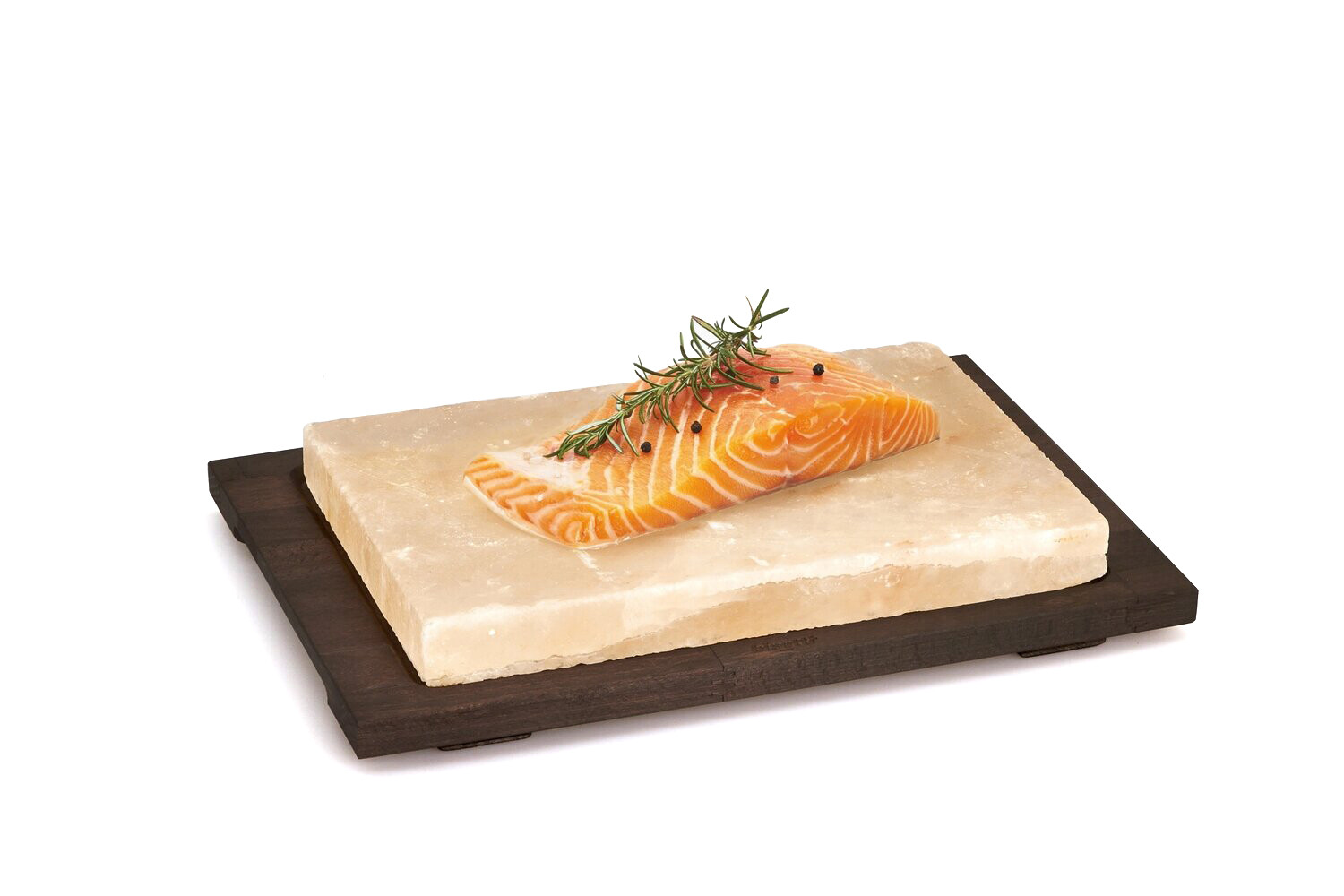 Rectangular salt plate with wooden base wengé finish