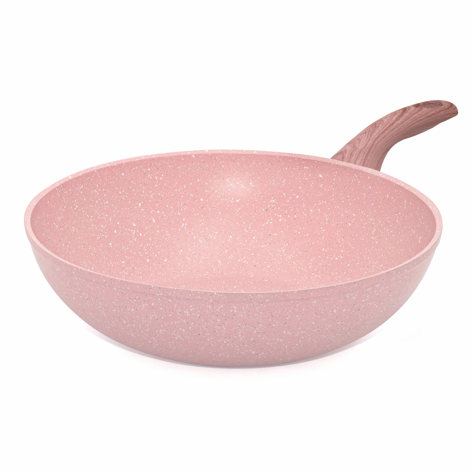 Wok/Saltapasta ø 28 cm 'Stonerose' con manico design legno rosa