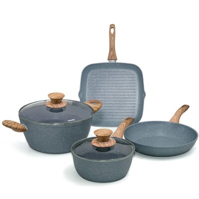 6 pieces cookware set 'Pierre Gourmet' wood colour handles