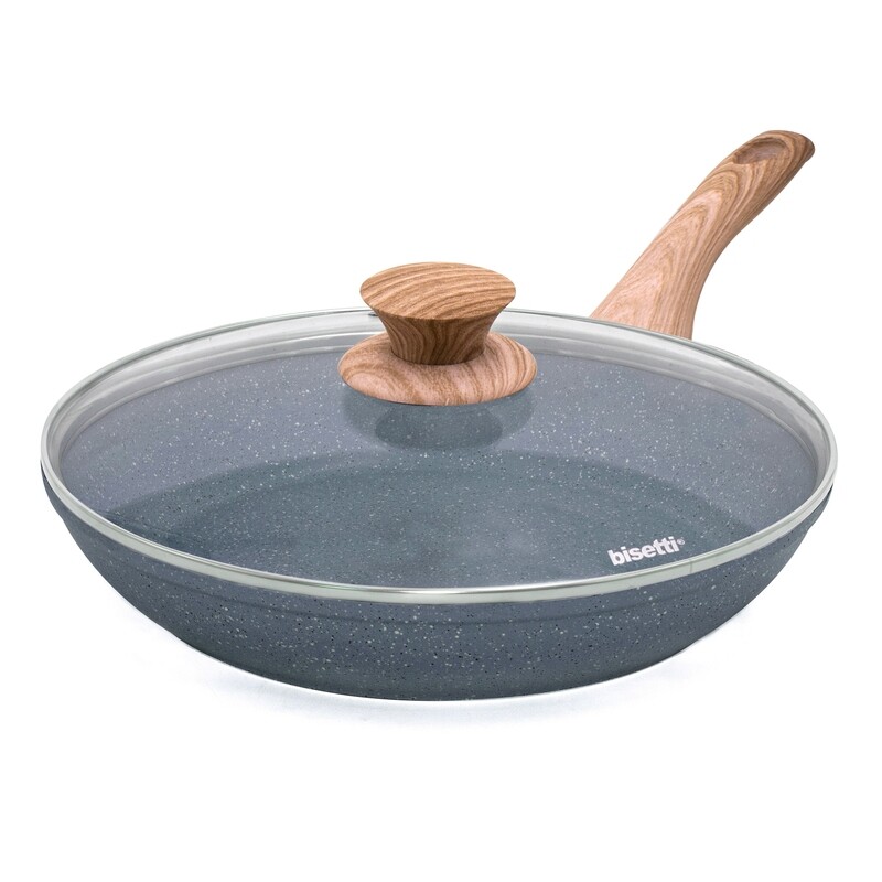 Padella ø 28 cm 'Pierre Gourmet' con coperchio e manico design legno naturale