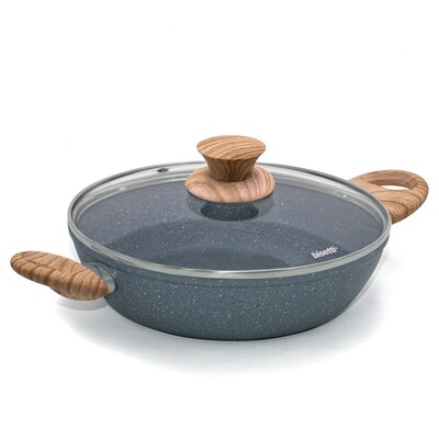 Low casserole Ø 24 cm 'Pierre Gourmet' with wood colour handles and lid