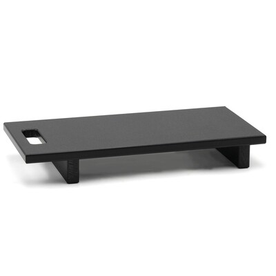 Black polyethylene chopping board with handle and feet
