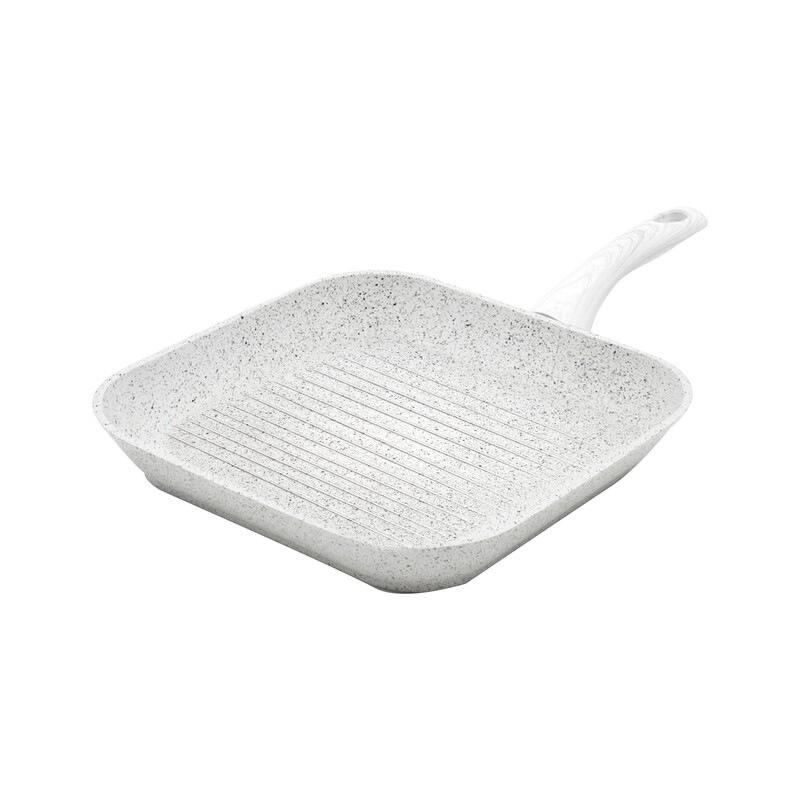 Bistecchiera 28 x 28 cm 'Stonewhite' con manico design legno bianco