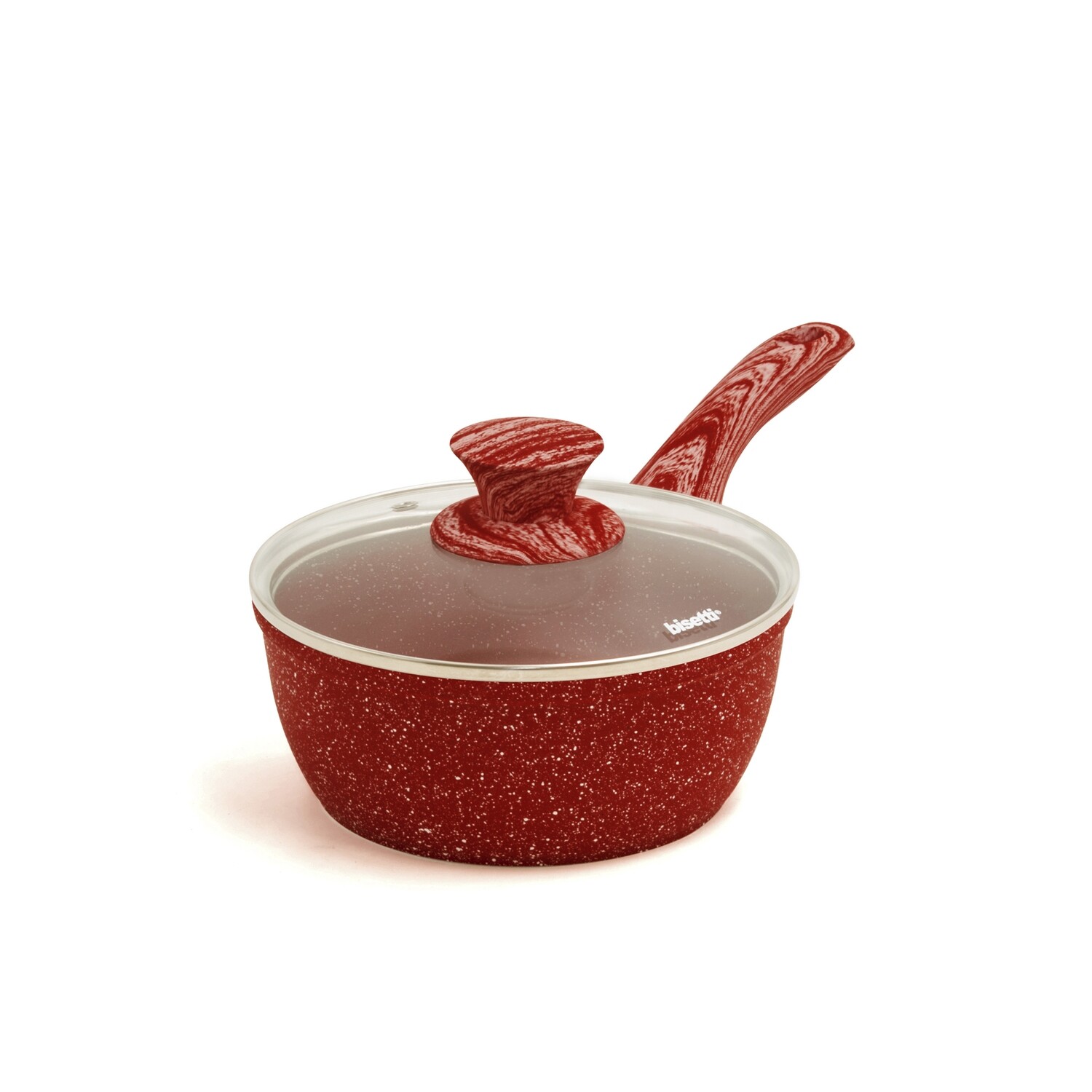Souce pan Ø 18 cm 'Red Passion' with wood color handles and lid