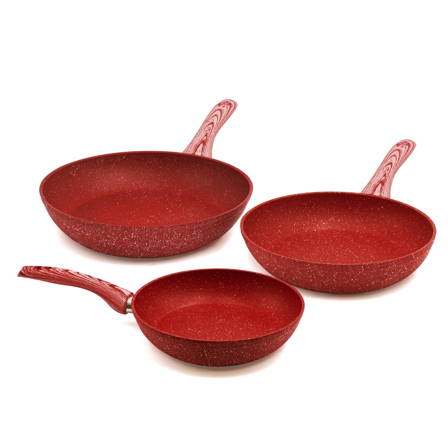 3 pieces cookware set 'Red Passion' with wood colour handles