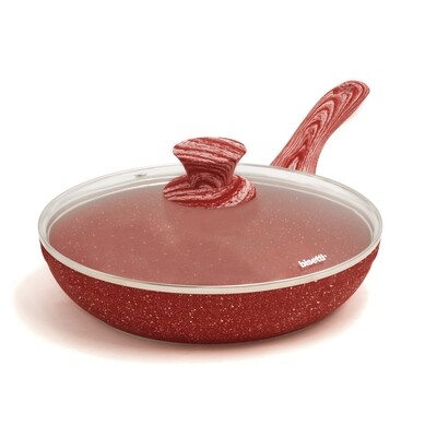Pan Ø 24 cm 'Red Passion' with wood colour handles and lid