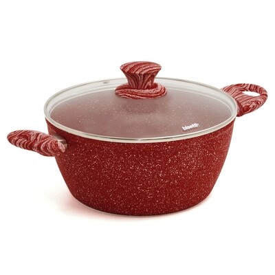 High Casserole Ø 24 cm 'Red Passion' with wood handles and lid