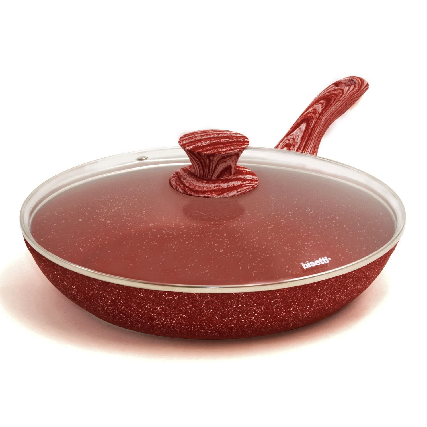 Pan Ø 28 cm 'Red Passion' with wood colour handles and lid