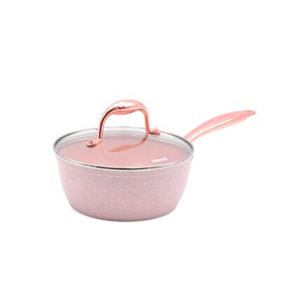 Souce pan Ø 18 cm 'Stonerose' with gold rose color handles and lid