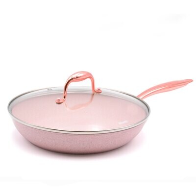 Pan Ø 28 cm 'Stonerose' with gold rose colour handles and lid