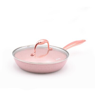 Frying Pan Ø 20 cm 'Stonerose' with gold rose colour handles and lid