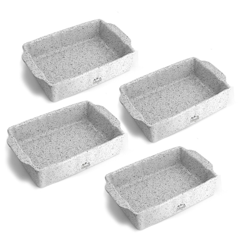 Set de 4 plats à four rectangulaires en grès à haute résistance "Stonewhite"