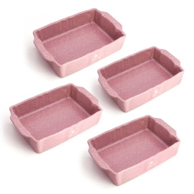 Set of 4 rectangular baking trays high-strength stoneware 