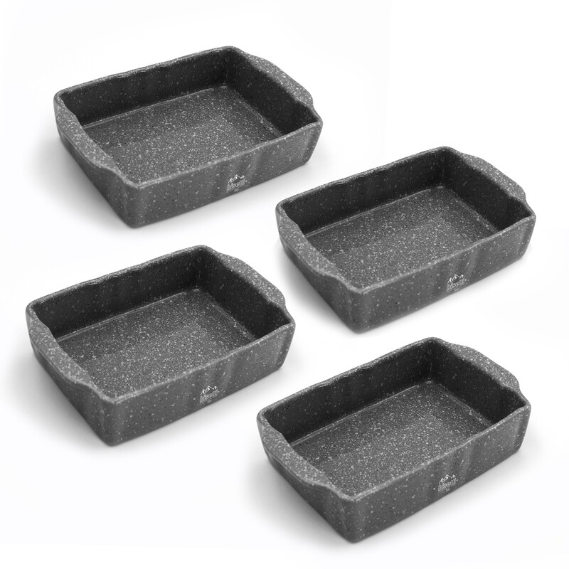 Set de 4 plats à four rectangulaires en grès à haute résistance "Pierre Gourmet"